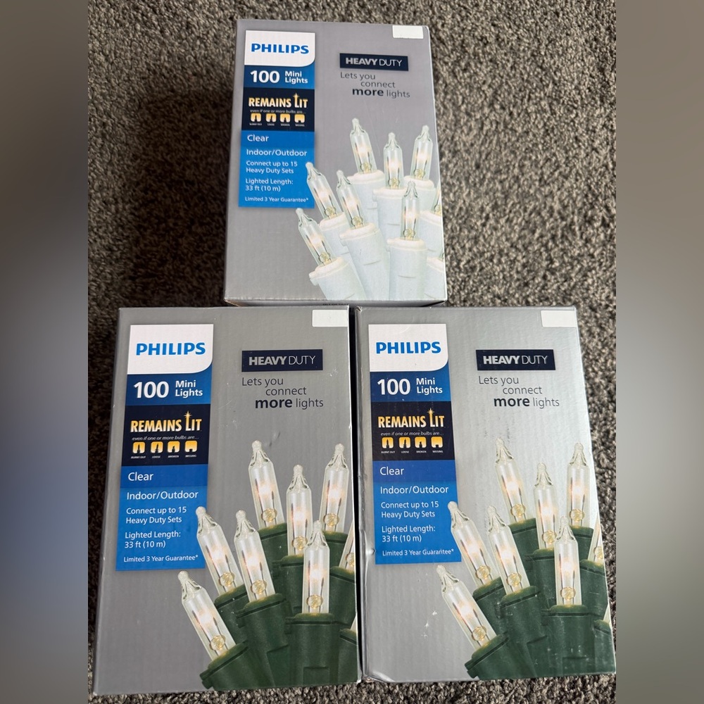 Philips Clear Mini String Lights - Green and white Wire (100 Count)